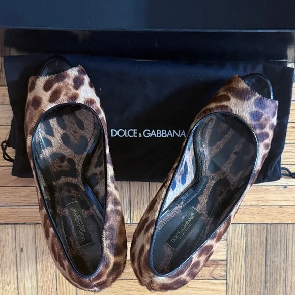 Dolce & Gabbana Leopard pony hair peep toe stiletto pumps size 36 fits US sz 6.5 - Picture 2 of 16